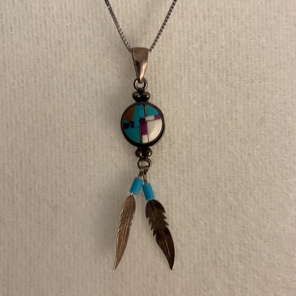 Silver Turquoise Necklace Set plus a Beaded Necklace earring set turquoise blue - Picture 6 of 15